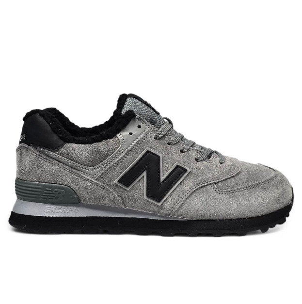 New Balance 574 Gray Black Two WITH FUR