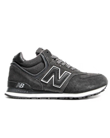 New Balance 574 High Grey Black White Winter С МЕХОМ